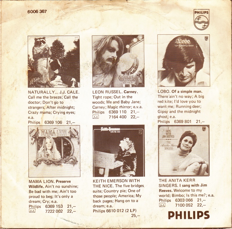 Netherlands back of sleeve for the single Ma! (He's Making Eyes At Me) Philips - 6006 367
