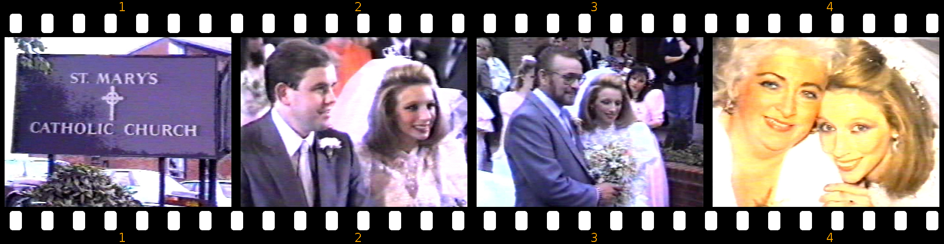 Made up filmstrip of images from the wedding of Lena Zavaroni And Peter Wiltshire.
